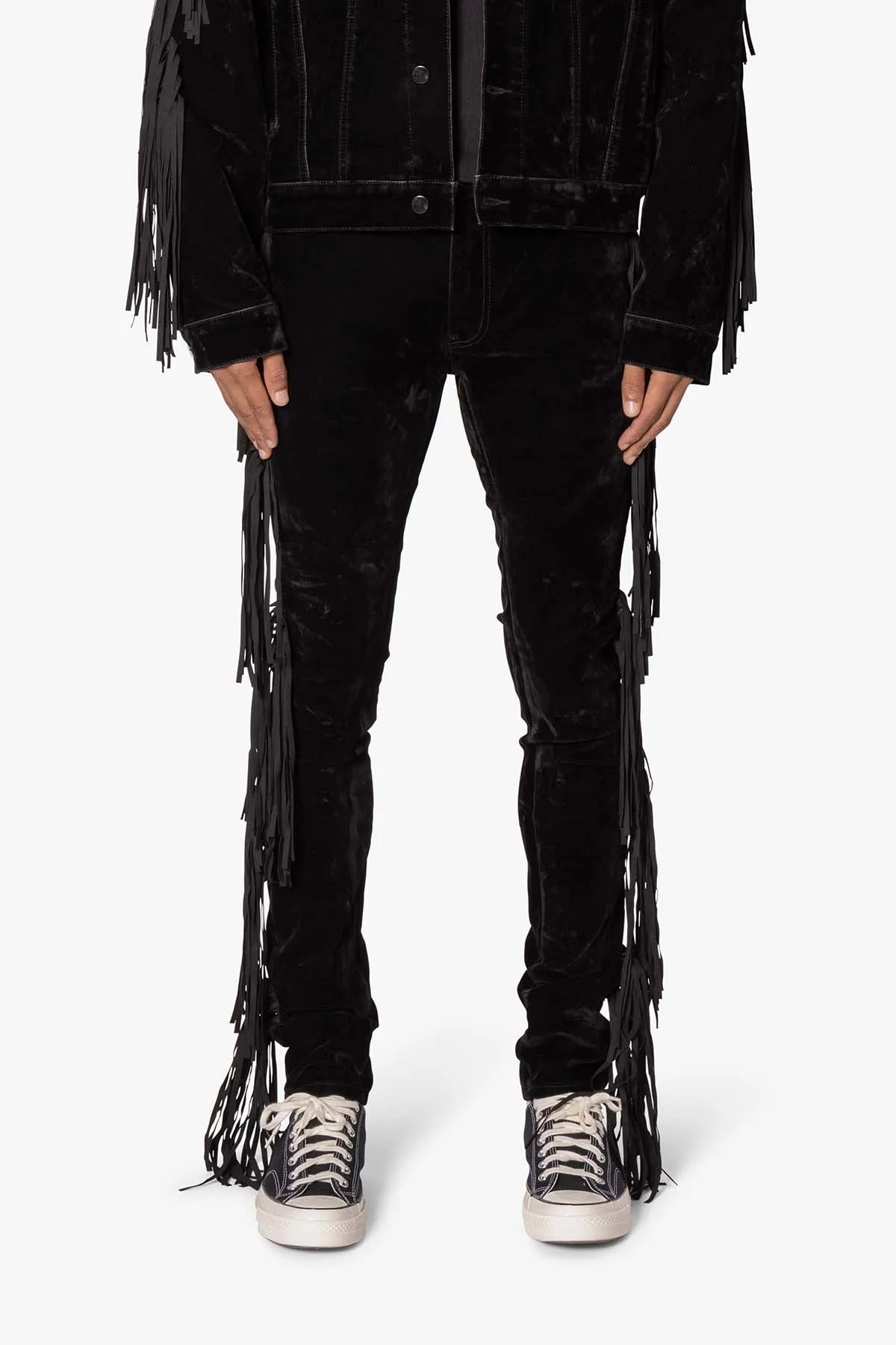 X655 Fringe Western Denim - Black