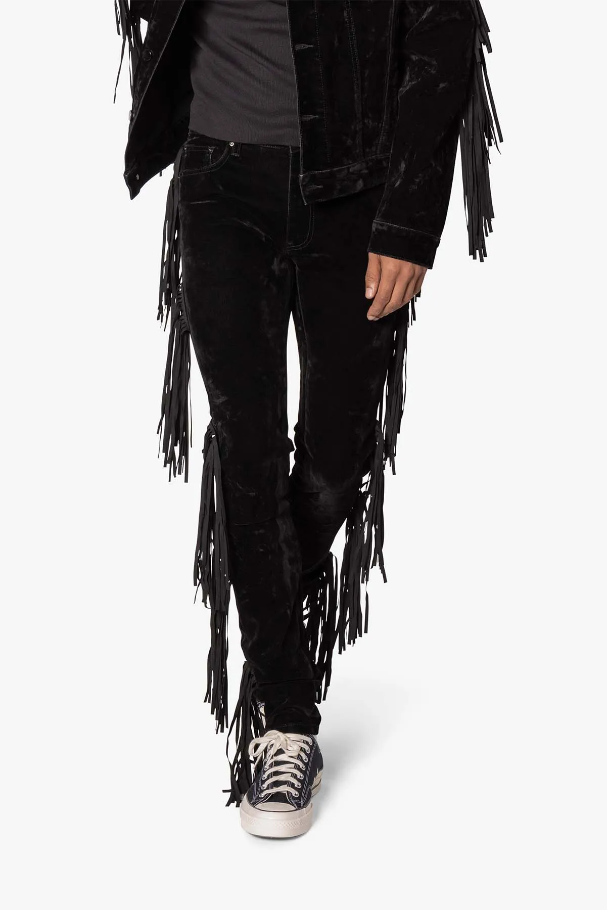 X655 Fringe Western Denim - Black