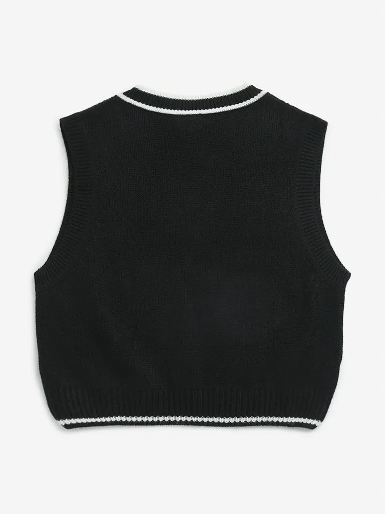 Y&F Kids Black Knit-Textured Sweater