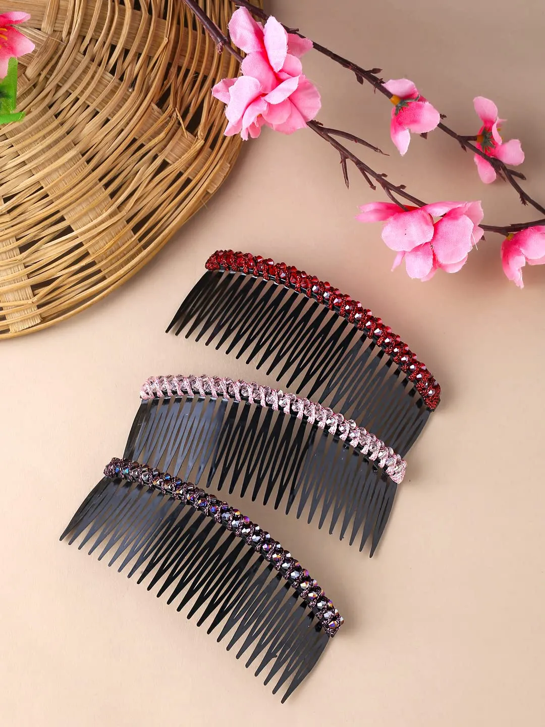 Yellow Chimes Comb Pin for Women Hair Accessories for Women Western Comb Clips for Hair for Women Set of 3 Pcs Juda Pin Hair Pins for Women Side Pin / Comb Pin / Juda pin Accessories for Women