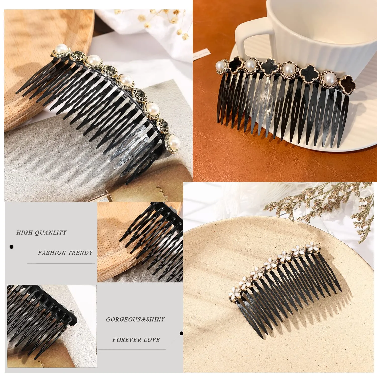 Yellow Chimes Comb Pin for Women Hair Accessories for Women Western Comb Clips for Hair for Women Set of 3 Pcs Juda Pin Hair Pins for Women Side Pin/Comb Pin/Juda pin Accessories for Women