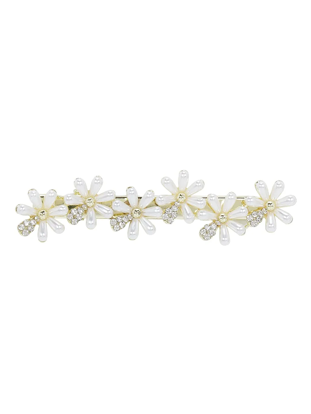 Yellow Chimes Hair Clips for Women 2 Pcs Hairclips for Girls Elegant Mini Pearl Allegator Clip Floral Hair Clips Hair Accessories for Women and Girls.