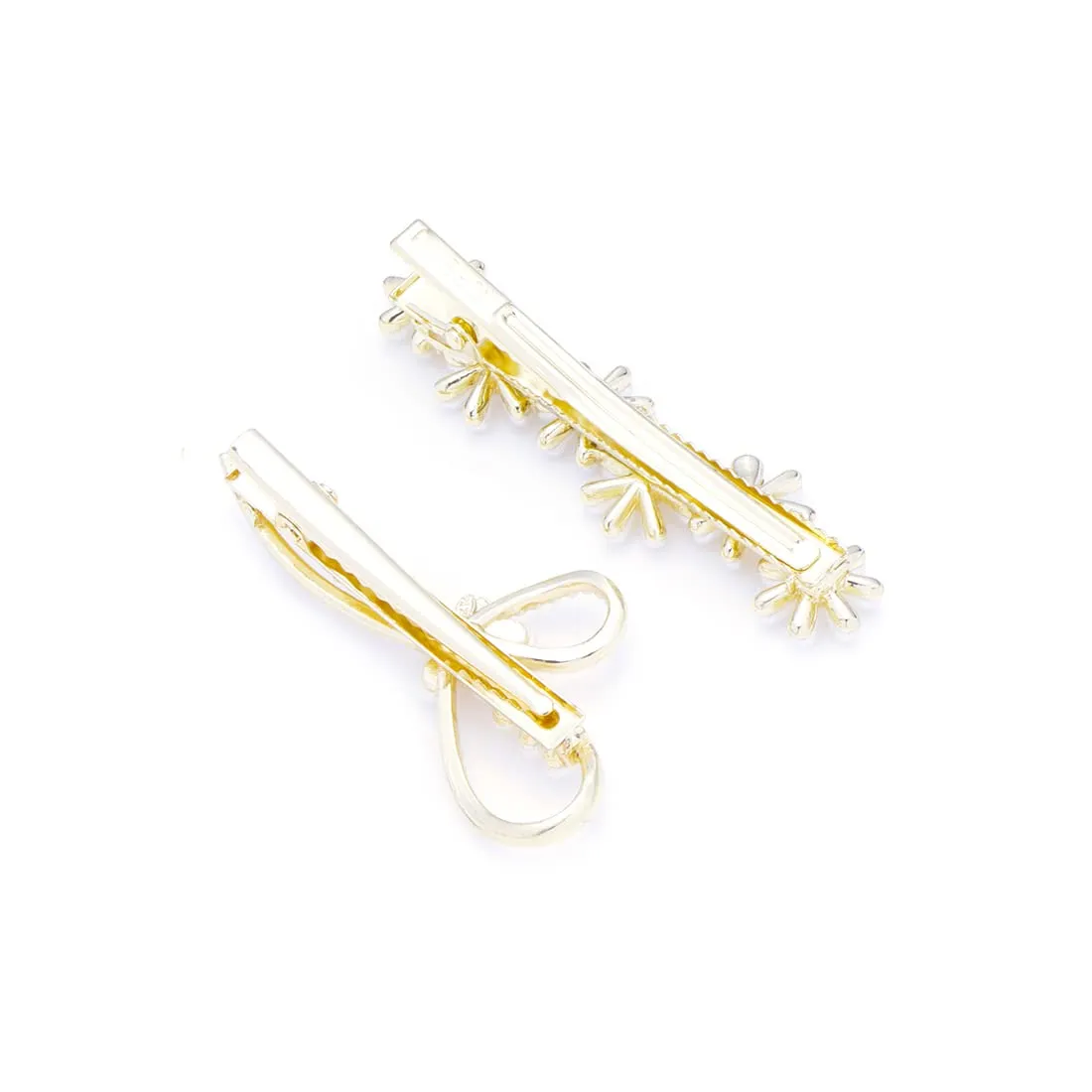 Yellow Chimes Hair Clips for Women 2 Pcs Hairclips for Girls Elegant Mini Pearl Allegator Clip Floral Hair Clips Hair Accessories for Women and Girls.